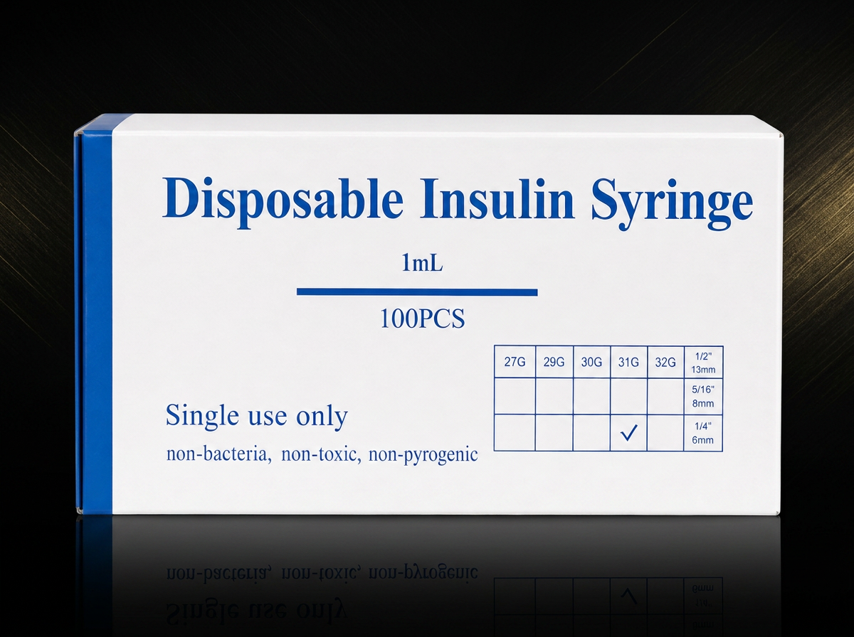 Insulin Syringes 1 mL · 31G × 6 mm · 100 count research vial