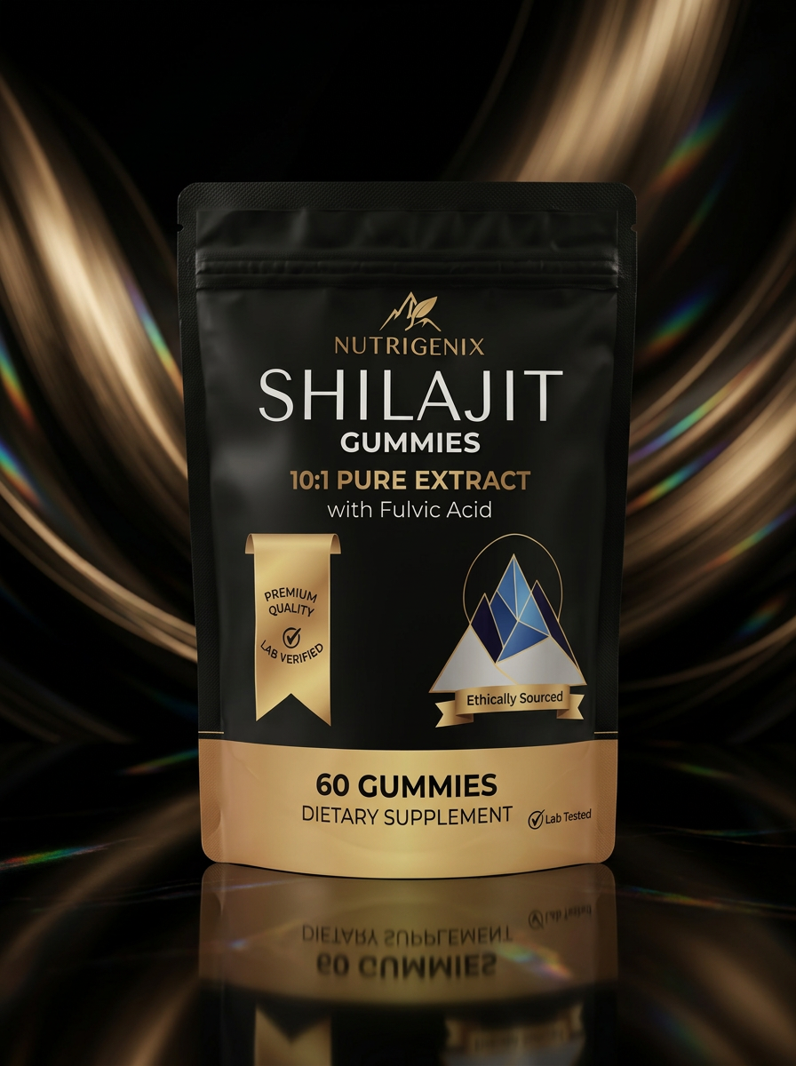 Shilajit Gummies 250 mg Shilajit extract per 2-gummy serving vial